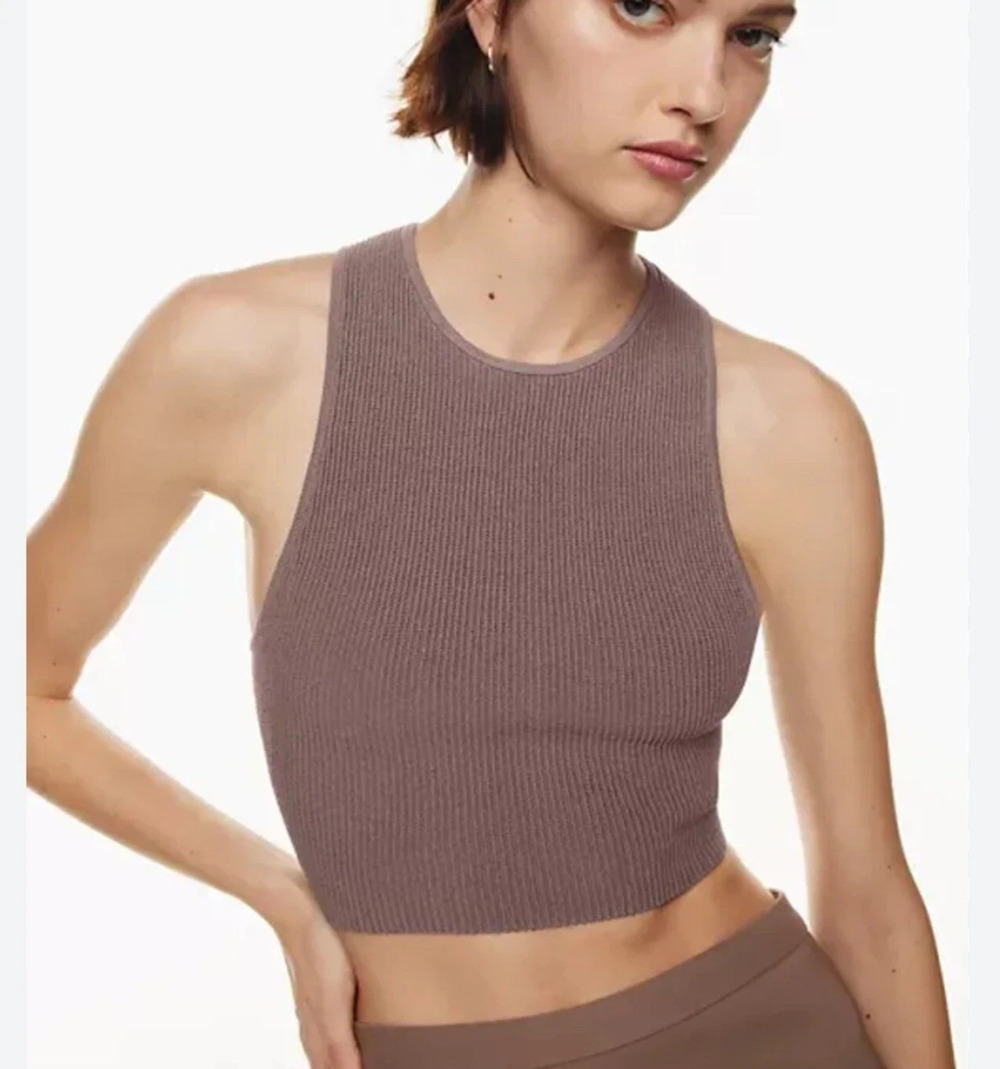 Babaton Sculpt Knit Racer Tank Top Brown Y2K Babydoll Size XXL A010792